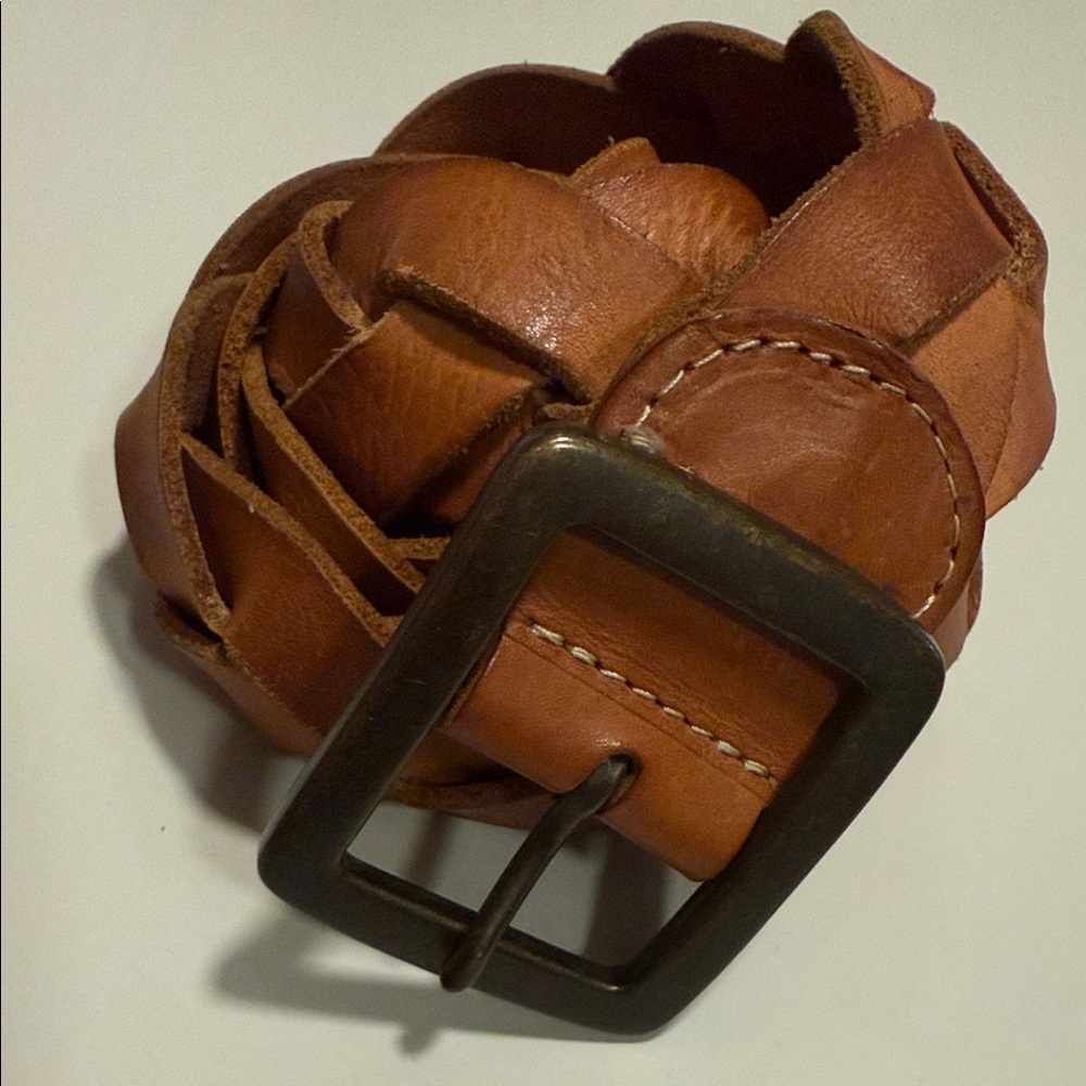 Lucky Brand Tan Leather Braided Belt